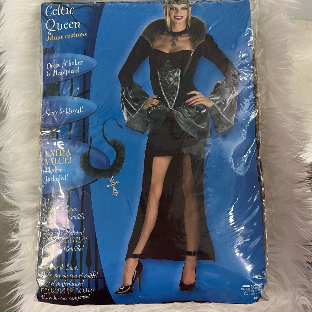 Celtic Queen Deluxe Costume dress NEW Halloween choker necklace headpiece 12-14